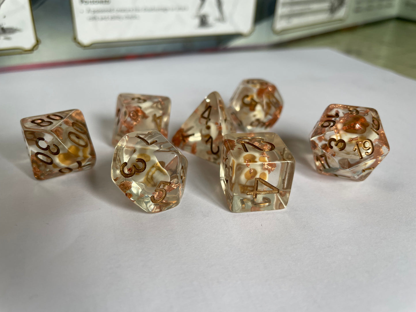 Entombed Poly Dice Set- Skull- Copper