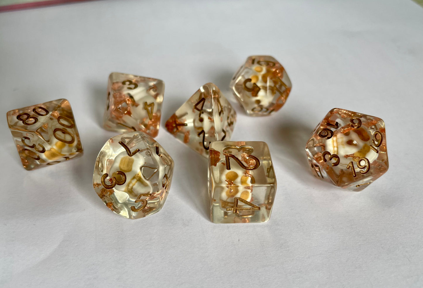 Entombed Poly Dice Set- Skull- Copper